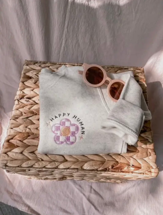 Happy Human Embroidered Sweatshirt