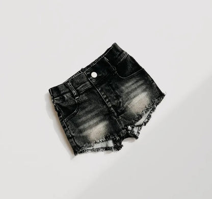Girls Denim Shorts | Faded Black