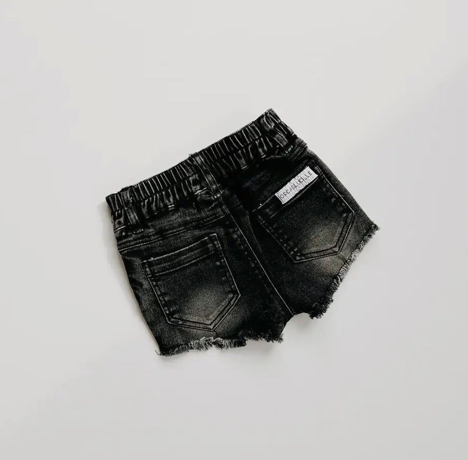 Girls Denim Shorts | Faded Black