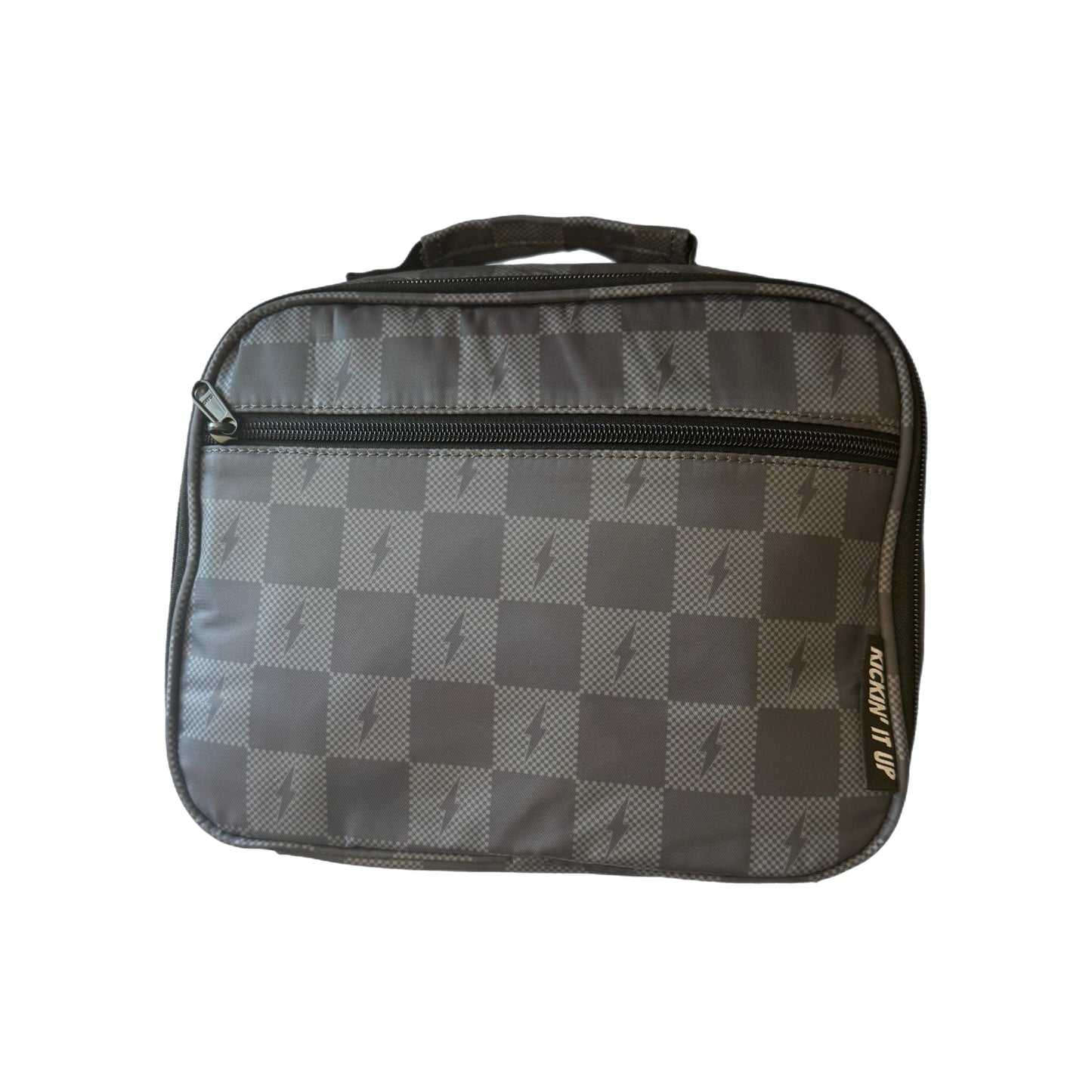 Gray Check Bolt Lunch Box