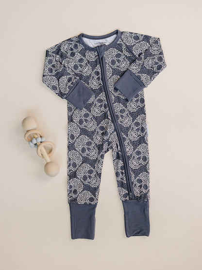 Bamboo Zip Romper | Leopard Skull