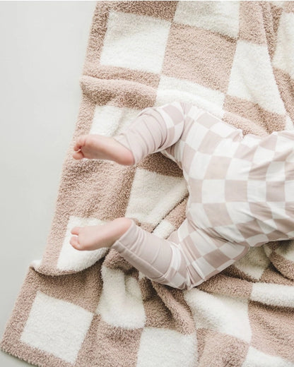 Latte | Checkered Plush Blanket