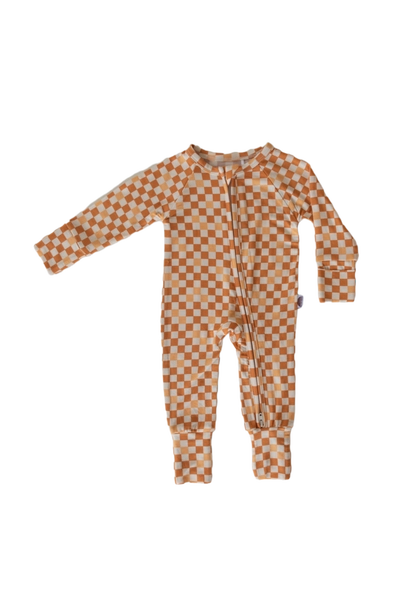 Mini Check Bamboo Zip Romper