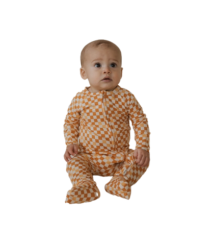 Mini Check Bamboo Zip Romper