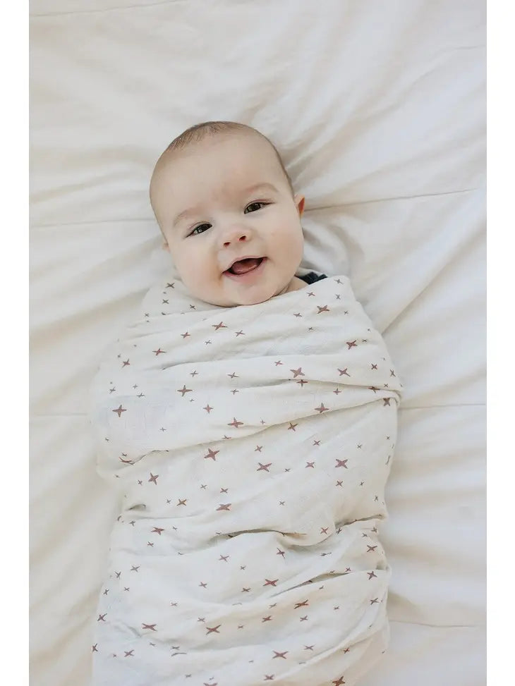 Mocha Stars | Muslin Swaddle