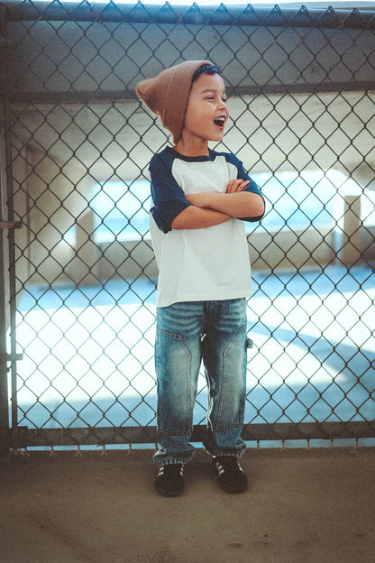 Double Knee Denim - Mid-Blue