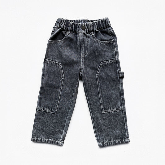 Double Knee Denim - Washed Black
