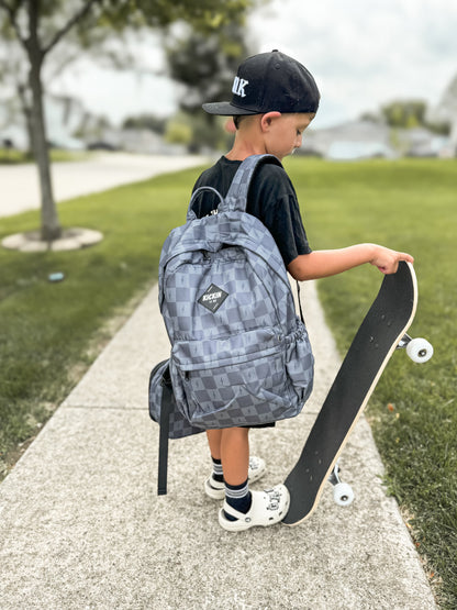 Gray Check Bolt Full Size Backpack