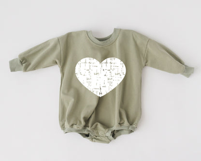 Distressed Heart Sweatshirt Romper - more colors