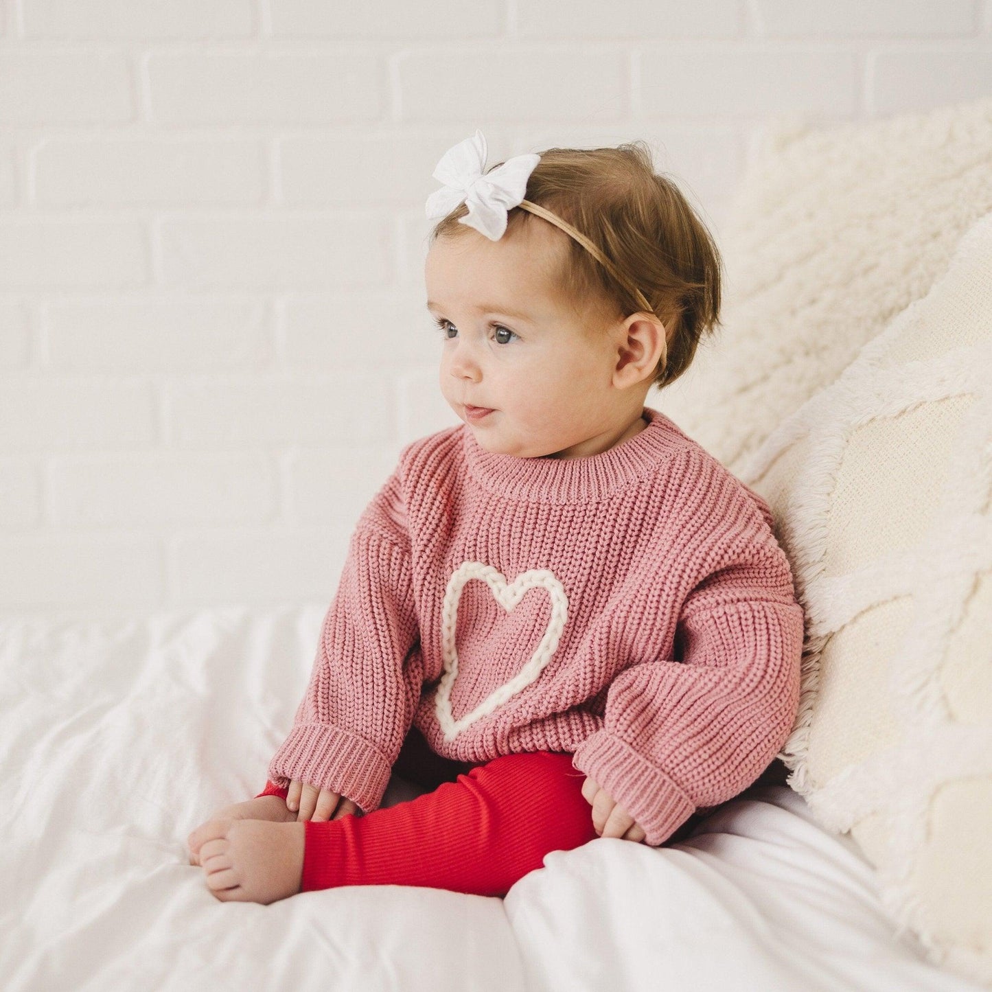 Pink Heart Hand Embroidered Sweater