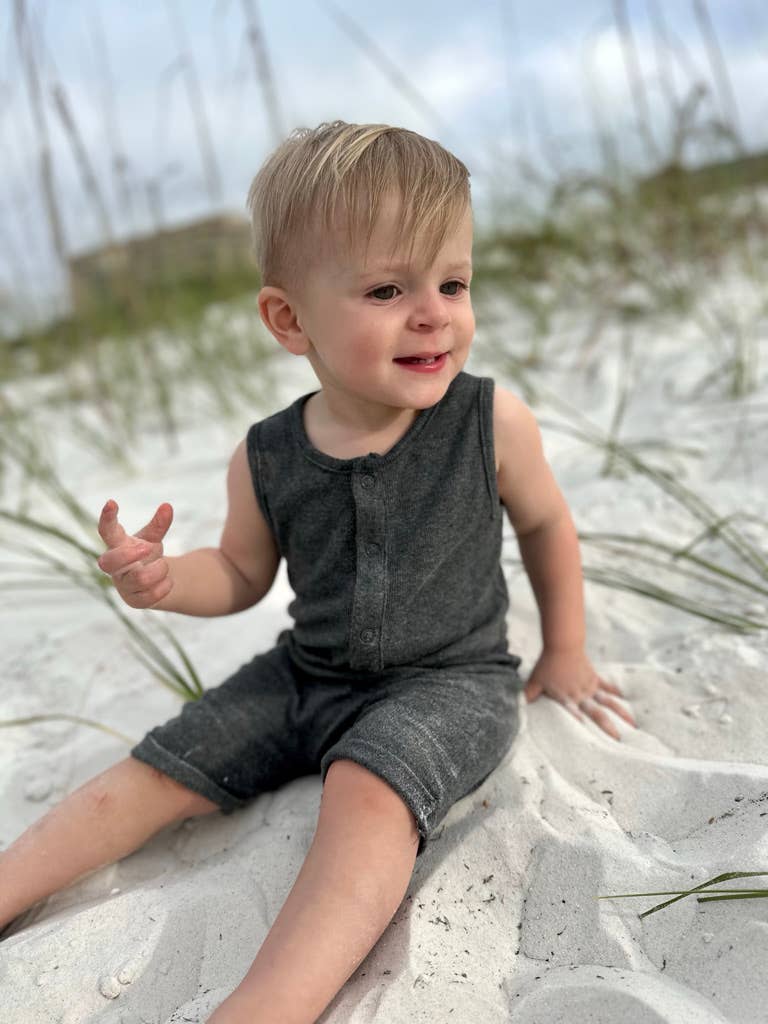 Mason Tank Bamboo Romper | Slate Gray